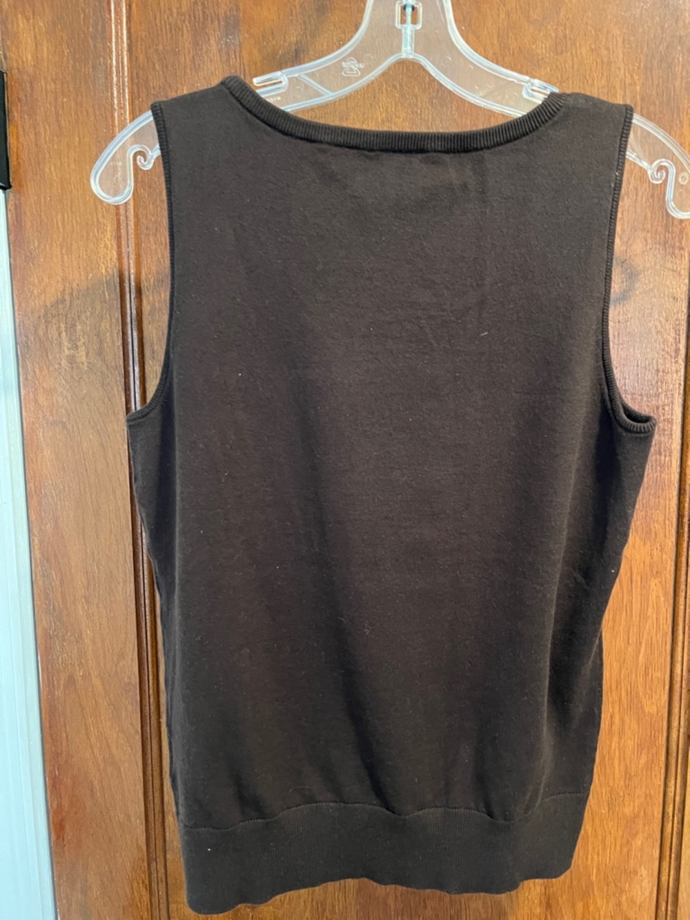 Talbots Brown Rib-Trim Tank Sweater - Picture 4 of 7